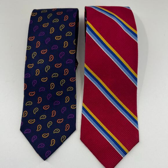 Paul Frederick - Men’s 100% Silk Neck Tie Lot of 2 Italian Silk Made USA - Picture 1 of 5